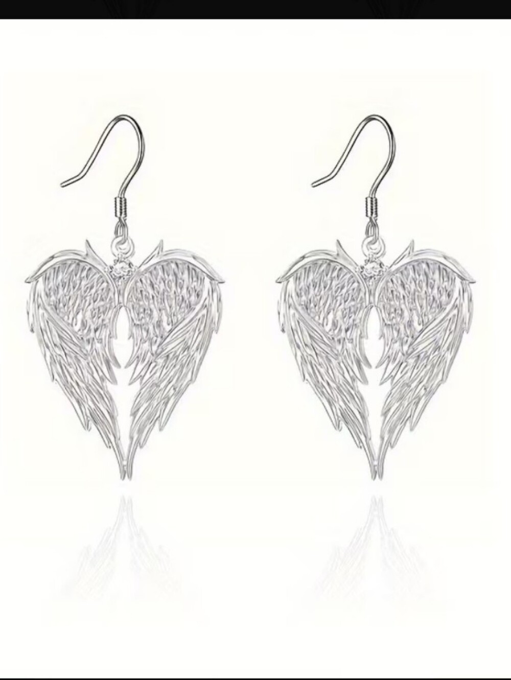 Silver Angel Wing Heart Pendant Necklace - Elegant Heart Wing Jewelry. 3 Pcs - Picture 4 of 6